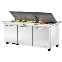 True TSSU-72-30M-B-DS-ST-HC~SPEC3 72.38" W Three Section SPEC SERIES® Dual Side Mega Top Sandwich/Salad Unit - 115 Volts