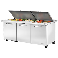 True TSSU-72-30M-B-DS-ST-HC~SPEC3 72.38" W Three Section SPEC SERIES® Dual Side Mega Top Sandwich/Salad Unit - 115 Volts