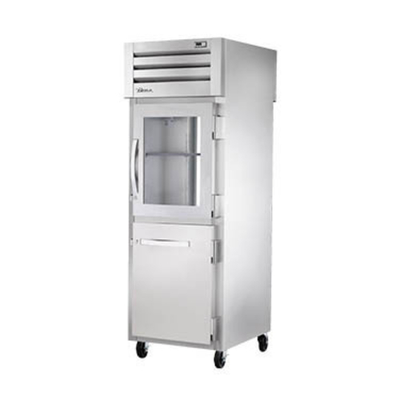 True STA1RPT-1HG/1HS-1G-HC 1 Glass 1 Stainless Steel Half Doors Pass-Thru SPEC SERIES Refrigerator - 115 Volts
