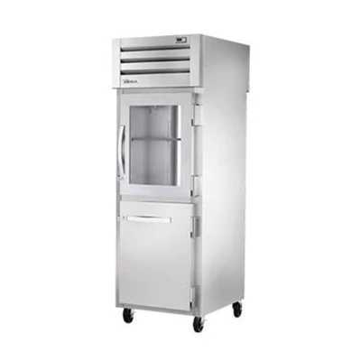 True STA1RPT-1HG/1HS-1G-HC 1 Glass 1 Stainless Steel Half Doors Pass-Thru SPEC SERIES Refrigerator - 115 Volts