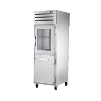 True STG1RPT-1HG/1HS-1S-HC 1 Glass 1 Stainless Steel Half Doors LED Interior Lights Pass-Thru SPEC SERIES Refrigerator - 115 Volts