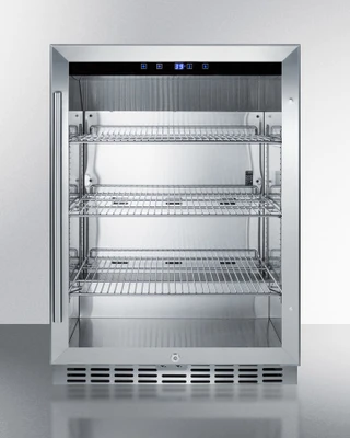 Summit SCR611GLOS 23.63" W Stainless Steel Hinged Refrigerated Merchandiser - 115 Volts 1-Ph