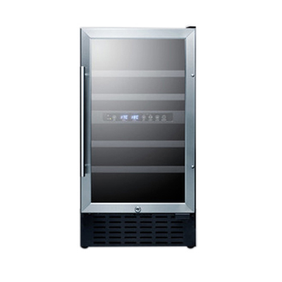 Summit SWC182ZADA 17.75" W Black Single Section Glass Door Wine Cellar - 115 Volts