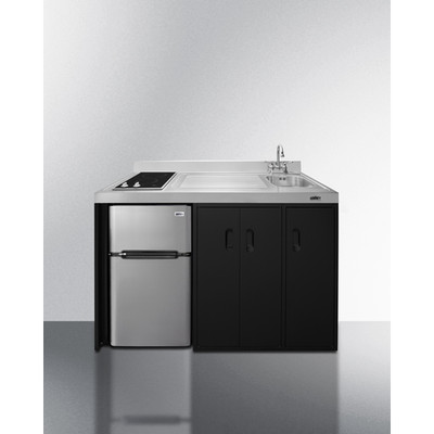Summit CK54SINKR 54" W x 23.75" D x 39.5" H Stainless Steel and Black Finish All-in-One Combo Kitchen - 115 Volts
