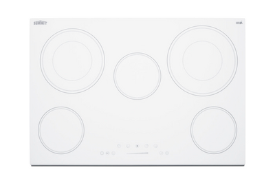 Summit CR5B30T8W White Ceramic Finish Five Burner Built-in Electric Radiant Cooktop - 240 Volts