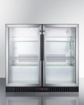 Summit SCR7012DB 35.5" W Black Hinged Beverage Merchandiser - 115 Volts 1-Ph