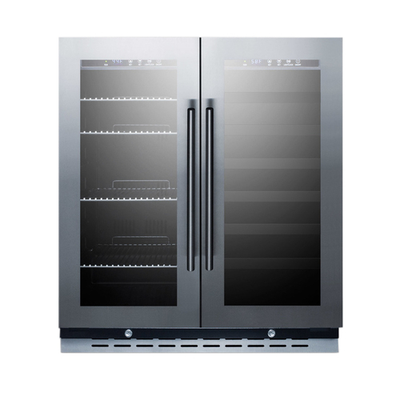Summit SWBV3067B 29.5" W Black Double Section Glass Door Undercounter Wine Cellar - 115 Volts