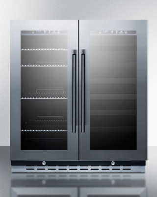 Summit SWBV3067B 29.5" W Black Double Section Glass Door Undercounter Wine Cellar - 115 Volts