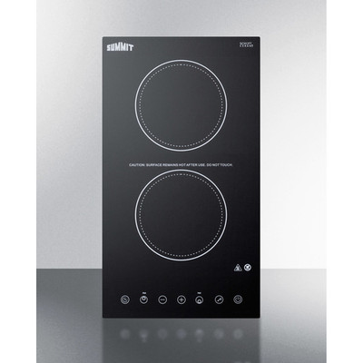 Summit CR2B15T1B Black Schott Ceramic Glass Top Two Burner Electric Radiant Cooktop - 115 Volts