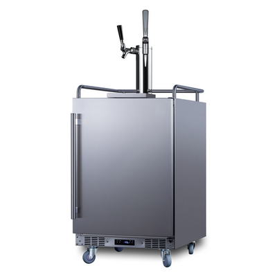 Summit SBC682CMTWIN 5.6 Cu. Ft. Stainless Steel Dual Tap Indoor or Outdoor Nitro Cold Brew Coffee Dispenser - 115 Volts