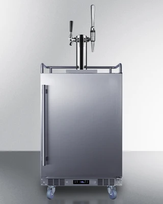 Summit SBC682CMTWIN 5.6 Cu. Ft. Stainless Steel Dual Tap Indoor or Outdoor Nitro Cold Brew Coffee Dispenser - 115 Volts