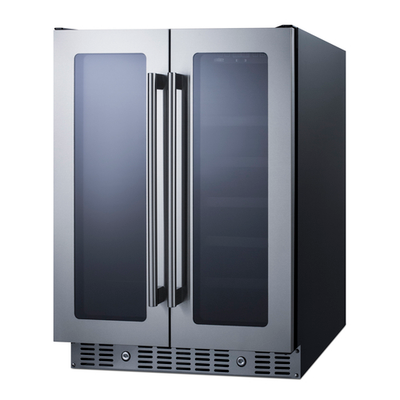 Summit ALFD24WBV 24" W Double Section Glass Door Wine or Beverage Center - 115 Volts