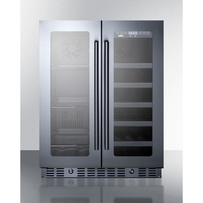 Summit ALFD24WBV 24" W Double Section Glass Door Wine or Beverage Center - 115 Volts