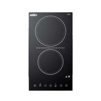 Summit CR2B23T3B Black Schott Ceramic Glass Top Two Burner Electric Radiant Cooktop - 230 Volts