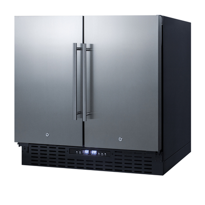 Summit FFRF36 35.5&quot; W Black Stainless Steel Refrigerator-Freezer