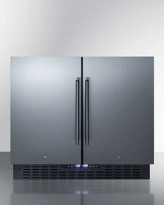 Summit FFRF36 35.5" W Black Stainless Steel Refrigerator-Freezer