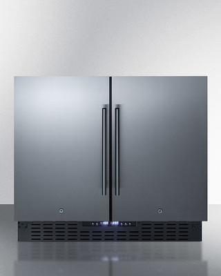 Summit FFRF36 35.5" W Black Stainless Steel Refrigerator-Freezer