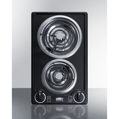 Summit CCE212BL Black Porcelain Cooktop Two Burner Electric Radiant Cooktop - 115 Volts