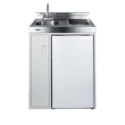 Summit C30ELGLASS 30" W x 23.75" D x 41" H White Exterior All-in-One Combo Kitchen - 115 Volts