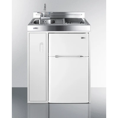 Summit C30ELGLASS 30" W x 23.75" D x 41" H White Exterior All-in-One Combo Kitchen - 115 Volts
