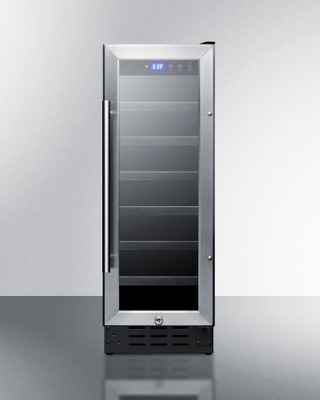 Summit SWC1224B 11.88" W Black Stainless Steel Single Section Glass Door Wine Cellar - 115 Volts