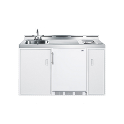 Summit C60ELGLASS 59.18&quot; W x 24&quot; D x 40&quot; H White Exterior All-in-One Combo Kitchen - 115 Volts