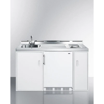 Summit C60ELGLASS 59.18" W x 24" D x 40" H White Exterior All-in-One Combo Kitchen - 115 Volts
