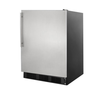 Summit FF7BKSSHV 23.63&quot; W Black Stainless Steel Undercounter Refrigerator - 115 Volts