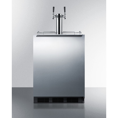 Summit SBC58BLBIADACFTWIN 5.5 Cu. Ft. Black Stainless Steel Dual Tap Cold Brew Coffee Dispenser - 115 Volts