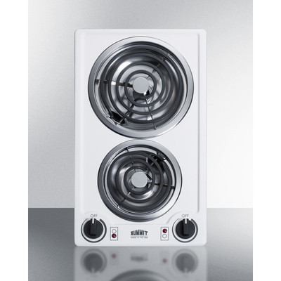 Summit CCE225WH White Porcelain Cooktop Two Burner Electric Radiant Cooktop - 230 Volts