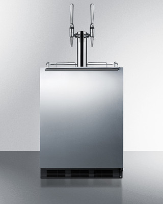 Summit SBC58BLBIADANCFTWIN 5.5 Cu. Ft. Black Stainless Steel Dual Tap Nitro Cold Brew Coffee Dispenser - 115 Volts