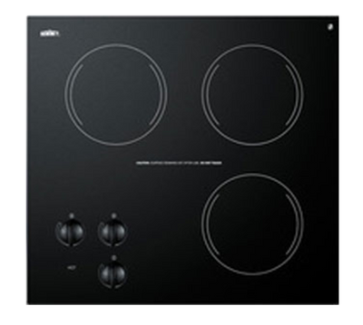 Summit CR3240 Black Eurokera Three Burner Electric Radiant Cooktop - 230 Volts