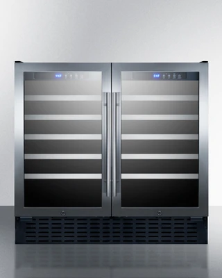Summit SWC3668 35.38" W Black Stainless Steel 2 Glass Door Wine Cellar - 115 Volts