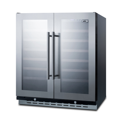 Summit SWC3066B 29.5" W Black Stainless Steel Dual Section Glass Door Wine Cellar - 115 Volts