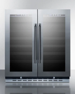 Summit SWC3066B 29.5" W Black Stainless Steel Dual Section Glass Door Wine Cellar - 115 Volts