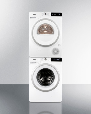 Summit SLS24W4P 6.18 Cu. Ft. White Exterior Washer and Dryer Combo - 208-240 Volts
