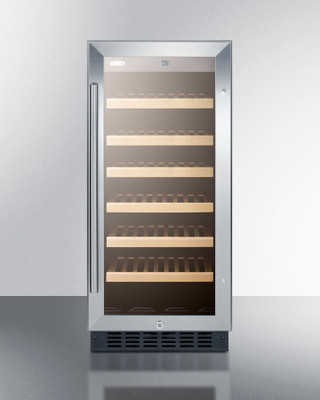 Summit SWC1535B 14.75" W Black Single Section Glass Door Wine Cellar - 115 Volts