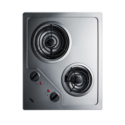 Summit CR2B224S Stainless Steel Finish Two Burner Electric Radiant Cooktop - 220 Volts