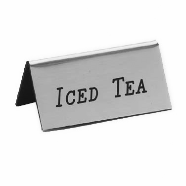 Cal-Mil 228-5-010 3"W Silver Beverage Tent Sign (Iced Tea)