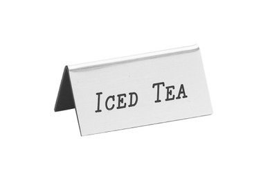 Cal-Mil 228-5-010 3"W Silver Beverage Tent Sign (Iced Tea)