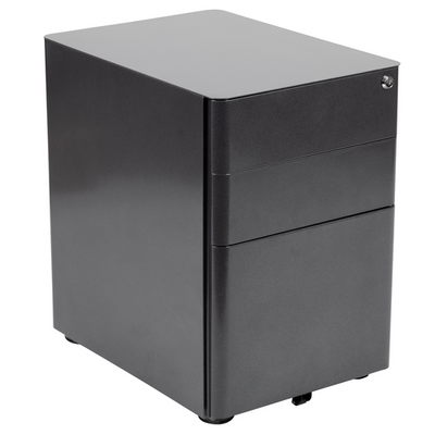 Flash Furniture HZ-CHPL-01-BK-GG 15.5" W x 21" D x 22.75" H Black 3-tiers Mobile Drawer Cabinet