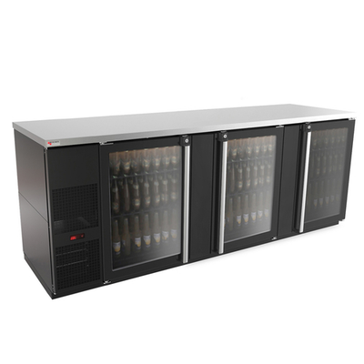 Micro Matic MBB94G-E 95.5&quot; Black Exterior Glass Door Pro-Line E-Series Refrigerated Back Bar Cabinet - 115 Volts