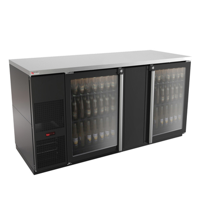 Micro Matic MBB68G-E 69.5" Black Exterior Glass Door Pro-Line E-Series Refrigerated Back Bar Cabinet - 115 Volts