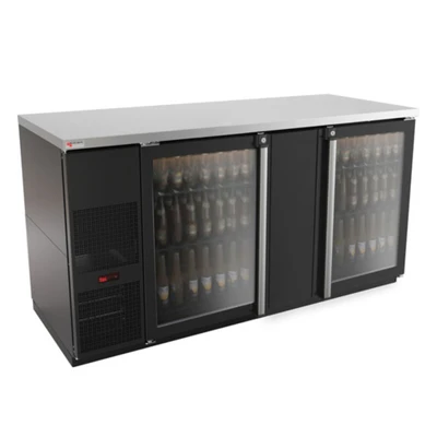 Micro Matic MBB68G-E 69.5" Black Exterior Glass Door Pro-Line E-Series Refrigerated Back Bar Cabinet - 115 Volts