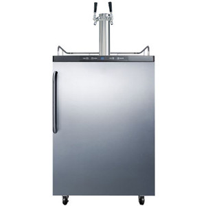 Micro Matic MM-SBC635MBISSTB-2 Black Stainless Steel with 2 Faucets Flat Top Summit Draft Beer Cooler Dispenser - 115 Volts