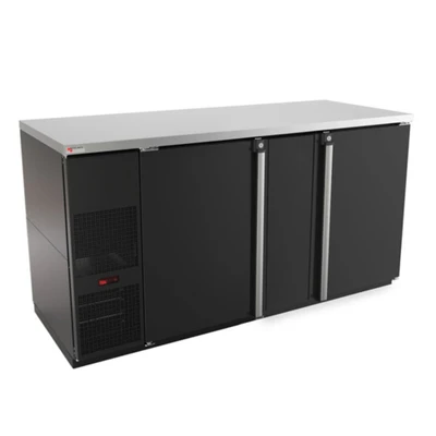 Micro Matic MBB68-E 69.5" Black Exterior Solid Door Pro-Line E-Series Refrigerated Back Bar Cabinet - 115 Volts