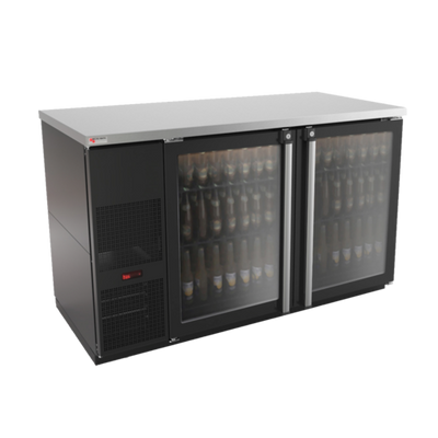 Micro Matic MBB58G-E 59.5" Black Exterior Glass Door Pro-Line E-Series Refrigerated Back Bar Cabinet - 115 Volts