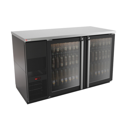 Micro Matic MBB58G-E 59.5" Black Exterior Glass Door Pro-Line E-Series Refrigerated Back Bar Cabinet - 115 Volts