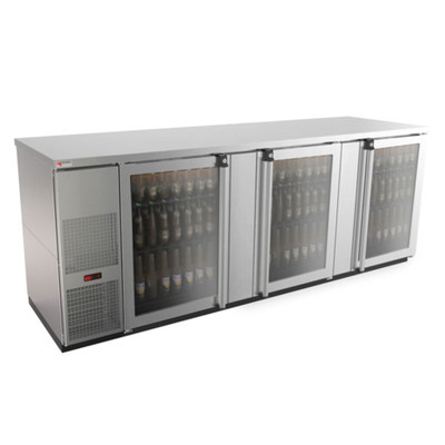 Micro Matic MBB94GS-E 95.5" Stainless Steel Exterior Glass Door Pro-Line E-Series Refrigerated Back Bar Cabinet - 115 Volts