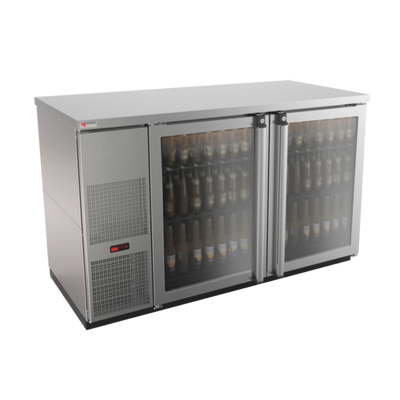 Micro Matic MBB58GS-E 59.5&quot; Stainless Steel Exterior Glass Door Pro-Line E-Series Refrigerated Back Bar Cabinet - 115 Volts
